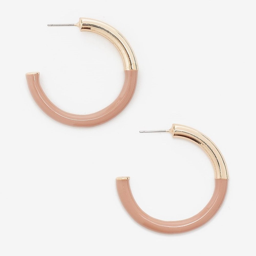 Stunning Enamel Gold Tube Hoop Earrings - Express